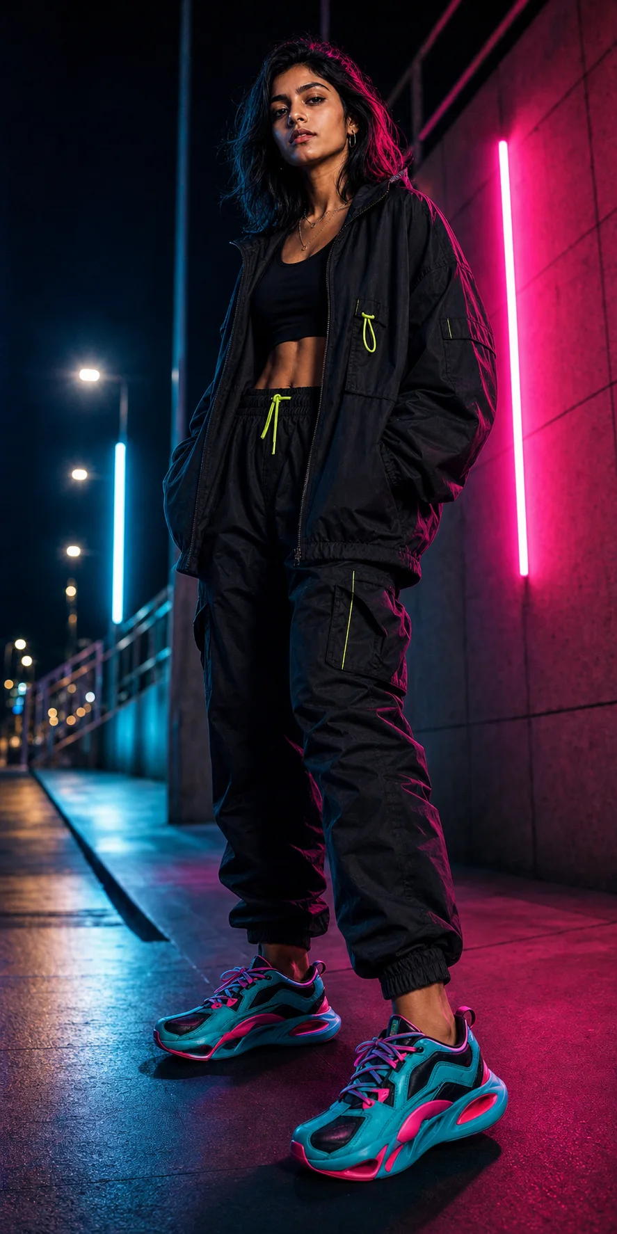 Anaya Rao wearing her verified sneaker and jacket fit
